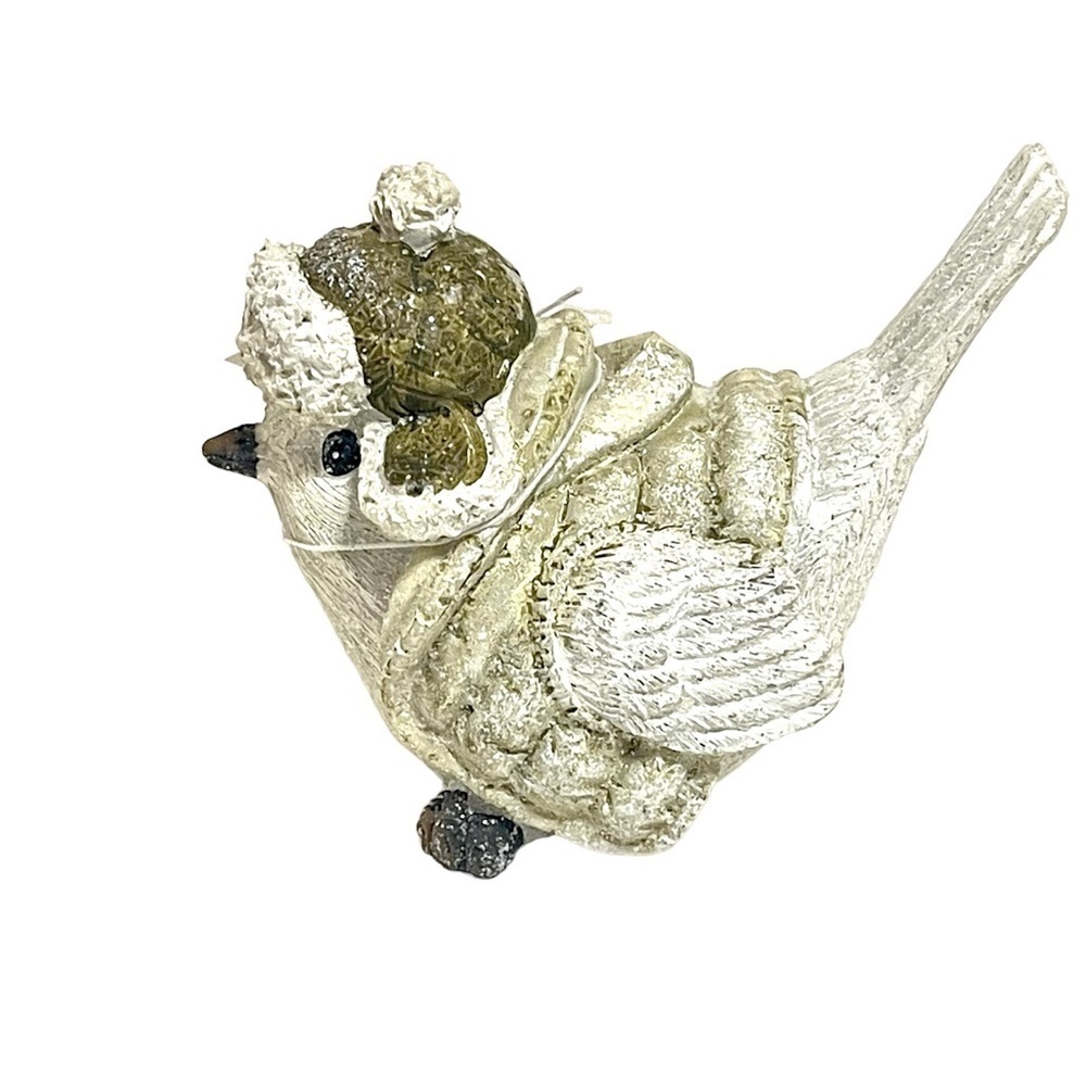 Giftcraft Snow Songbird with Hat and Puffer coat Figurine For Winter Decoration.